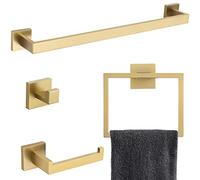 Ensemble de 4 Barres Porte-Serviettes carrées en Acier Inoxydable brossé doré de qualité supérieure pour Salle de Bain