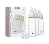 Ensemble de 4 biberons BIBS d’une capacité de 270 ml avec tétine en Silicone - fonction anti-colique, sans bisphénol A, tétine ronde, débit lent, convient aux nouveau-nés (Lot de 4+2 tétines) - Ivory