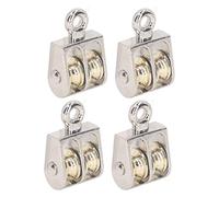 Ensemble de 4 Bloques de Poulie Doubles en Alliage de Zinc, Rouleau de Levage pour Grue avec Capacité de Charge de 100 Kg / 220 Lb, Composants Mécaniques