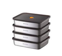 Ensemble de 4 Boîtes Alimentaires Maxcook en Acier Inoxydable 316L avec Couvercles, Boîtes Bento Métalliques, Contenants à Snacks avec Couvercle, Compatibles Lave-Vaisselle et Congélateur, Rectangulai