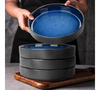 Ensemble de 4 bols en céramique 22 cm noirs et bleus Vendos85