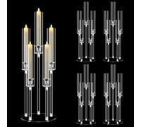 Ensemble de 4 Bougeoirs Majestueux 5 Bras Acrylique - 68 cm de Haut - Centres de Table pour Réceptions, Grands Événements, Mariage et Noël - pour Bougies LED 2 cm