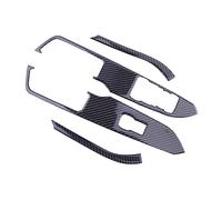 Ensemble de 4 Boutons de Commande Power Master, Cache de Panneau de Commande de vitre intérieure en Fibre de Carbone pour Mustang 2015-2020 (Conduite à Gauche).