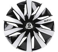 Ensemble De 4 Cache-Roue 14" Pouces Noir Argent SPA