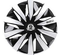 Ensemble De 4 Cache-Roue 16" Pouces Noir Argent Lazio SPC1691BKSV SPA