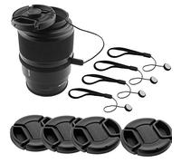 Ensemble de 4 Caches pour Objectif CamKix avec Pincement Central pour Nikon, Canon, Sony et Autres Appareils Photo Reflex Numérique - Un Chiffon de Nettoyage en Micro-Fibre Inclus (58mm)