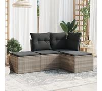 Ensemble de 4 canapés de jardin gris clair en rotin synthétique résistant aux UV capacité de charge de 110 kg pour terrasse, balcon, intérieur extérieur confortable