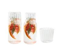 Ensemble de 4 Carafes à Eau et Verres de Chevet, Carafe à Eau en Cristal de 20 Oz avec Gobelet en Verre pour Table de Chevet, Décanteur de Rince-bouche élégant et Pichet à Eau pour(Clair)
