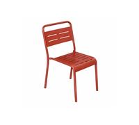 CONCEPT USINE | Lot de 4 Chaises de Jardin Empilables BERGAME Terracotta | Acier + Époxy | Résistance Soleil & Intempéries | Siège Extérieur Design & Confort | Mobilier Jardin Premium