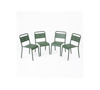 Ensemble de 4 chaises de jardin empilables vertes BERGAME