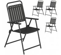Ensemble de 4 chaises de jardin pliantes Outsunny, chaises de salle à manger de jardin avec assise et dossier à lattes en plastique, ensemble de chaises pliantes portables avec accoudoirs et