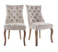 Ensemble de 4 chaises de salle à manger de luxe en velours avec dossier haut et touffetage, structure en bois massif, 51 x 47 x 97 cm, mobilier élégant pour la maison
