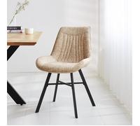 Ensemble de 4 Chaises de Salle à Manger Jada en Tissu Chenille Beige - Sans Accoudoirs
