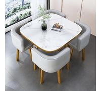 Ensemble de 4 chaises de salle à manger rondes avec dessus en imitation marbre et chaises rembourrées, moderne pour cuisine, conférence et réception