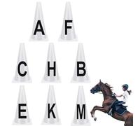Ensemble de 4 cônes de dressage de lettres de dressage, marqueurs de dressage de étition, cônes d'entraînement sportif empilables, cônes de lettres de dressage blancs portables pour l'entraînement