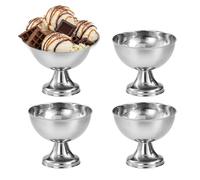 Ensemble de 4 Coupes à Glace en Acier Inoxydable, 150 ml Coupes à Dessert Rondes, Verres à Cocktail, Ø 8,2 cm Glacées pour Fruits, Salades, Yaourts, Puddings aux Fruits