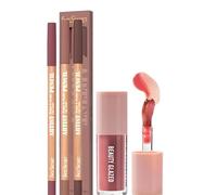 Ensemble de 4 crayons à lèvres et rouges à lèvres, ensemble combiné pour des lèvres hautement pigmentées, crayon à lèvres longue tenue, rouge à lèvres liquide repulpant et hydratant (D#SET 2+104)
