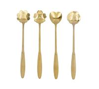 Ensemble de 4 cuillères à café, ensemble de cuillères à café à fleurs, cuillères à expresso pour café, dessert, thé, apéritif, 18cm(Or)