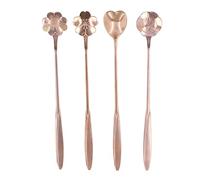 Ensemble de 4 cuillères à café, ensemble de cuillères à café à fleurs, cuillèress à expresso pour cafés, dessert, thé, apéritif, 18cm(Or rose)