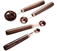 Ensemble de 4 cuillères à mesurer en acier inoxydable: 1 cuillère à soupe, 1 cuillère café, /2 cuillères café, /4 avec poignées en bois, pâtisserie de cuisine mignonne empila