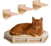 Ensemble de 4 de Mur d‘Escalade pour Chats en Bois Naturel, Escalier et Rampe d‘Escalade Stables pour Chats, avec Une Résistance allant Jusqu‘à 35 kg