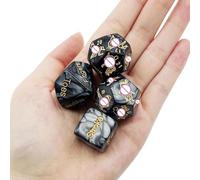Ensemble de 4 dés à Plusieurs Faces, adapté aux Jeux de rôle (Noir)