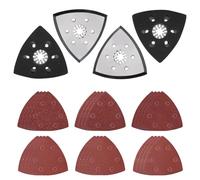 Ensemble de 4 Disques de Ponçage Triangulaires de 93 mm, Plateau de Ponçage Fin, Plateau de Ponçage Multi-Outils avec 24 papiers Ponceuse de Verre Triangulaires pour Poncer et Polir