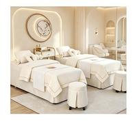 Ensemble de 4 draps de lit de massage en coton et lin de qualité supérieure, couvre-lit épais de couleur unie pour salon de beauté, housse de lit de spa inf blanc Square bedside 180*60cm(70.8*23.6in)