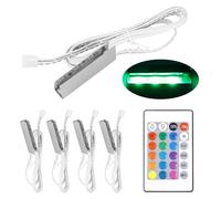 Ensemble de 4 éclairages pour vitrines, lampes LED pour étagères en verre, une alimentation 12 V avec interrupteur, des lampes à pince et des rubans LED RGB multicolores pour vitrines, étagères tables