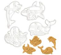ensemble de 4 emporte-pièces animaux marins mignons (motifs: dauphin, baleine, poulpe et requin), 4 pièces
