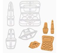 ensemble de 4 emporte-pièces sur le thème du maquillage (motifs: baiser pour les lèvres, vernis à ongles, fard à paupières et rouge à lèvres), 4 pièces