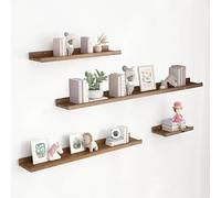Ensemble de 4 Etagere Murale Flottantes Rustiques en Bois, Présentoir Manteau l, Étagère de Rangement Suspendue for Salle de Bain, Chambre, Salon