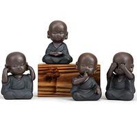 Ensemble de 4 Figurines de Moines, adorables Petits Moines « Ne Rien Entendre, ne Rien Voir, ne Rien dire, ne Rien Faire », Statue Porte-Bonheur, Sculpture de Bouddha pour la décoration inté
