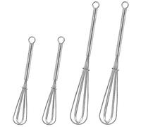 Ensemble de 4 fouets professionnels, fouet ballon, mini fouet de cuisine, fouet boule en acier inoxydable de 5/7 pouces avec poignée, pour fouet, battre, mousser, mélanger, argent
