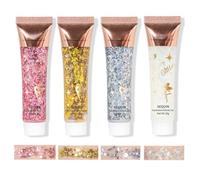Ensemble de 4 gels pailletés pour le corps, ombres à paupières liquides pailletées, gel à gros sequins pour le visage corps cheveux et ongles, trousse de maquillage beauté (Ensemble B)