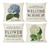 Ensemble De 4 Housses De Coussin 18x18, Décoration De Printemps, Pour La Maison, Le Canapé Et L'extérieur