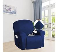 Ensemble De 4 Housses Extensibles for Fauteuil Inclinable, en Velours, avec Pochette Rangement(Blue)