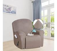 Ensemble De 4 Housses Extensibles for Fauteuil Inclinable, en Velours, avec Pochette Rangement(Brown)