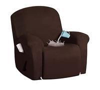 Ensemble De 4 Housses Extensibles for Fauteuil Inclinable, en Velours, avec Pochette Rangement(Dark Brown)