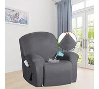 Ensemble De 4 Housses Extensibles for Fauteuil Inclinable, en Velours, avec Pochette Rangement(Grey)