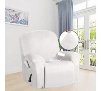 Ensemble De 4 Housses Extensibles for Fauteuil Inclinable, en Velours, avec Pochette Rangement(White)