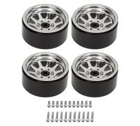 Ensemble de 4 jantes RC en alliage de zinc et d’acier, moyeu universel de 1,9 pouce pour SCX10 II III GEN8, jante métallique pour véhicule tout-terrain télécommandé, (Argent)
