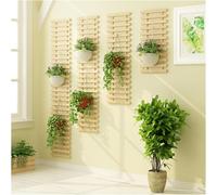 Ensemble de 4 jardinières murales en Bois for Plantes d'intérieur, Support de jardinière en Treillis, Supports d'air avec Cadre for Affichage(Wood Color)