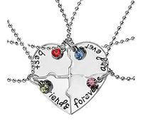 Ensemble de 4 jolis colliers d'amitié avec inscription en anglais « Best Friends Forever and Ever » avec un motif de cœur - Bon cadeau pour des amies