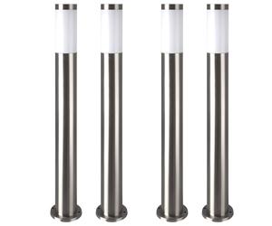Ensemble de 4 lampes sur pied LED en acier inoxydable éclairage de chemin de jardin éclairage de base de patio argent