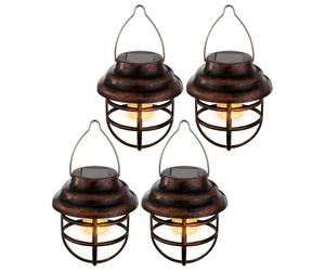 Ensemble de 4 lanternes solaires suspendues LED design grille éclairage extérieur jardin lampes suspendues terrasse