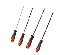 Ensemble De 4 Limes Rondes Robustes Métalliques Rectifiées Précision Avec Pochettes Rangement Mises À Niveau Pour L'entretien La Chaîne Tronçonneuse Meulage Solides