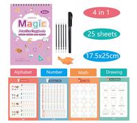 Ensemble De 4 Livres De Calligraphie Magique, Cahier D'écriture Pour Bébé, Jouet De Calligraphie Anglaise Pour Enfants