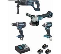 ENSEMBLE DE 4 MACHINES MAKITA 18 V LI-ION 5 AH (DGA504 + DDF482 + DHR241 + DTD153) - DLX4080TX1