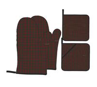 Ensemble de 4 maniques et Gants de Cuisine Maclean Clan à Motif Tartan résistant à la Chaleur, avec Poche de Protection pour ustensiles, pour Griller, Cuire au Four et préparer des Plats.